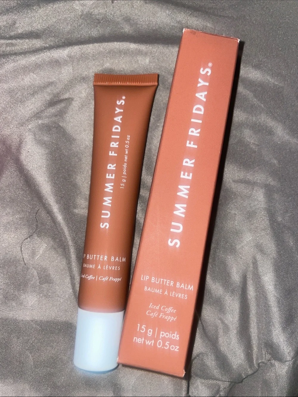 Summer Fridays Lip Butter Balm with Hot Pink and Sky Blue Satin Scrunchies